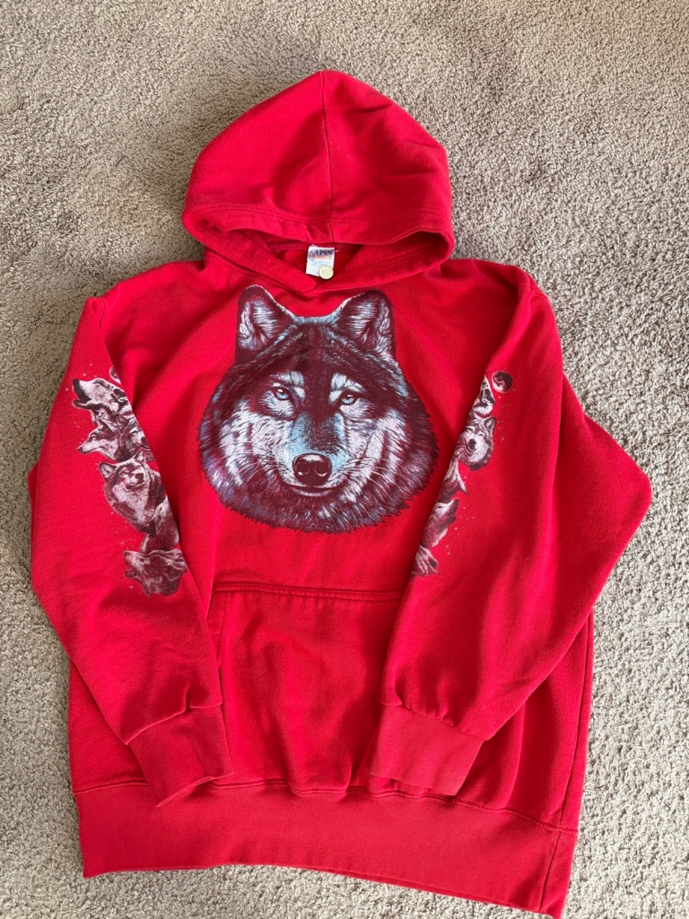 Vintage Red Wolf Graphic Hoodie